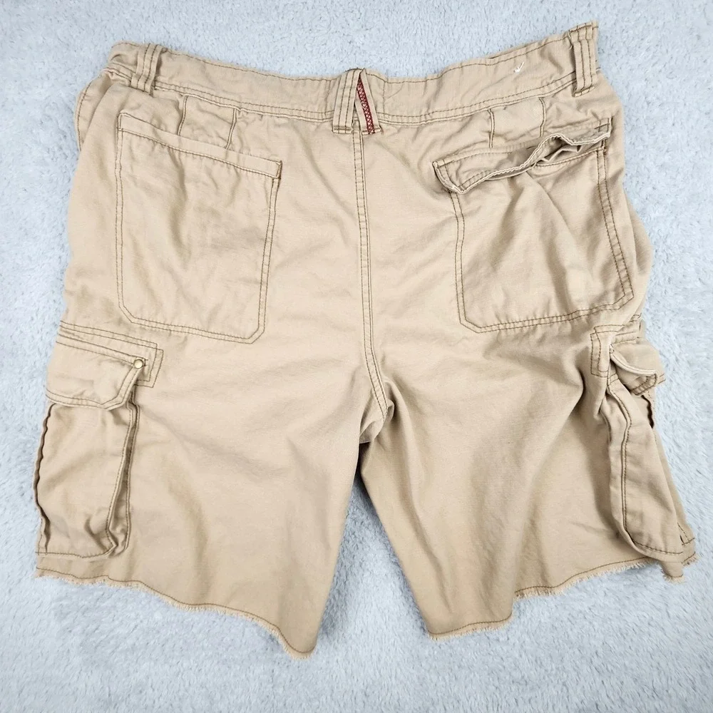 Ocean Pacific OP Mens Tan Cotton Cargo Shorts Raw Hem Size 40 Y2K Surf Skate